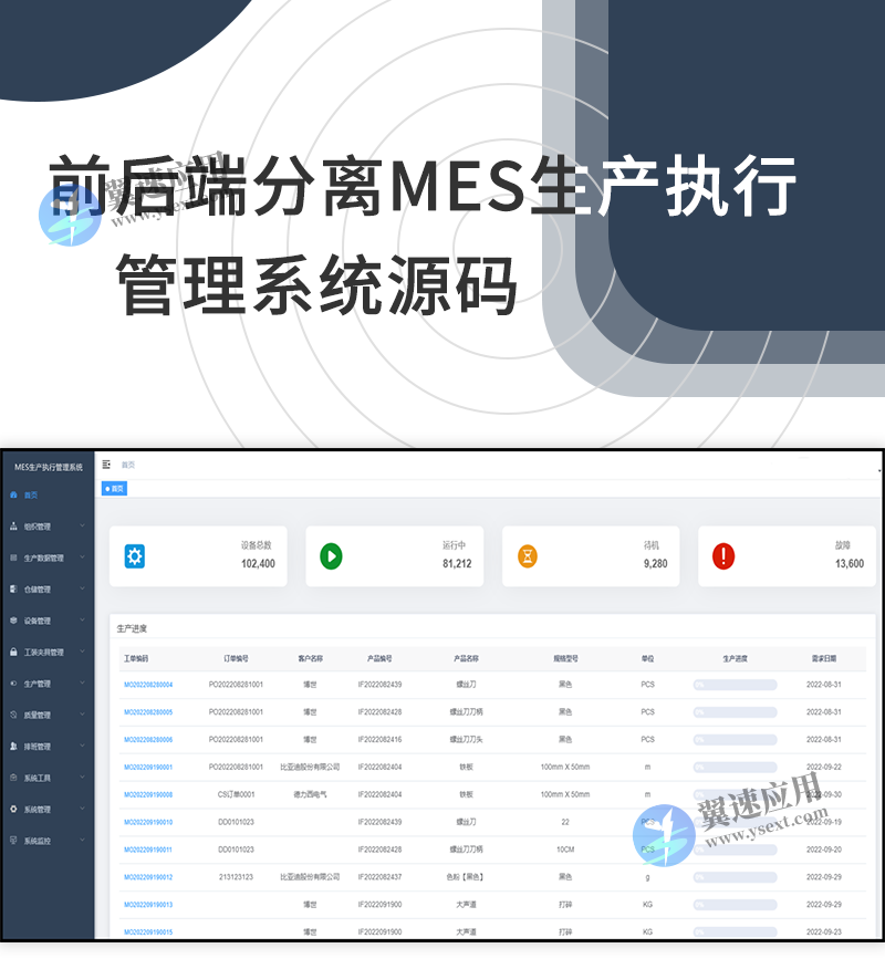前后端分离MES生产执行管理系统源码