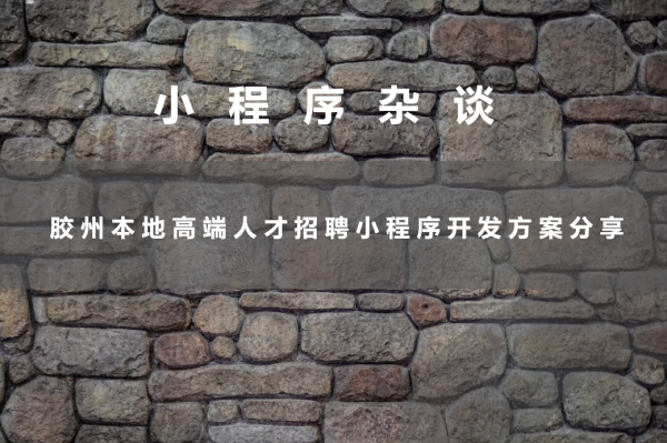 胶州本地高端人才招聘小程序开发方案分享